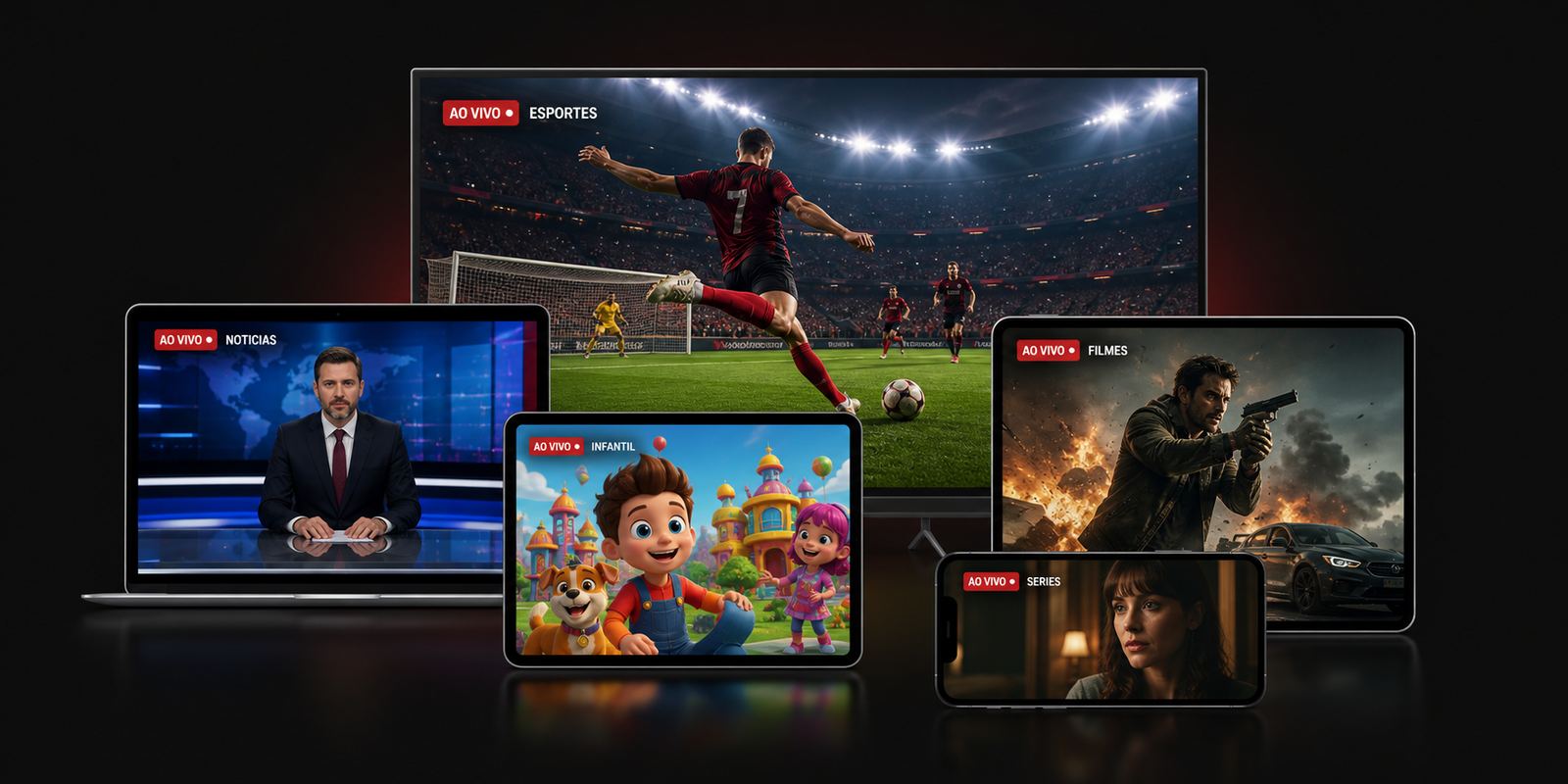 NewPlay em TV, computador, tablet e celular com esportes, notícias, filmes, séries e conteúdo infantil